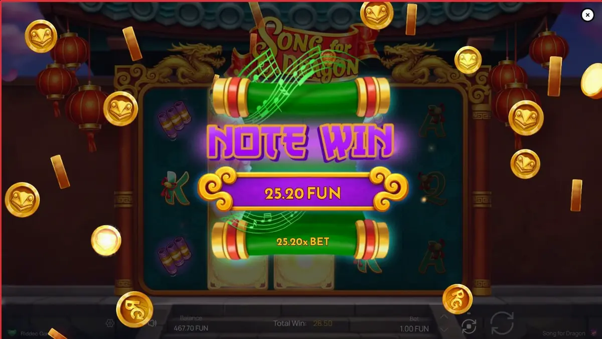 Pemandangan lembah Tiongkok kuno dengan naga emas dalam slot Song for Dragon
